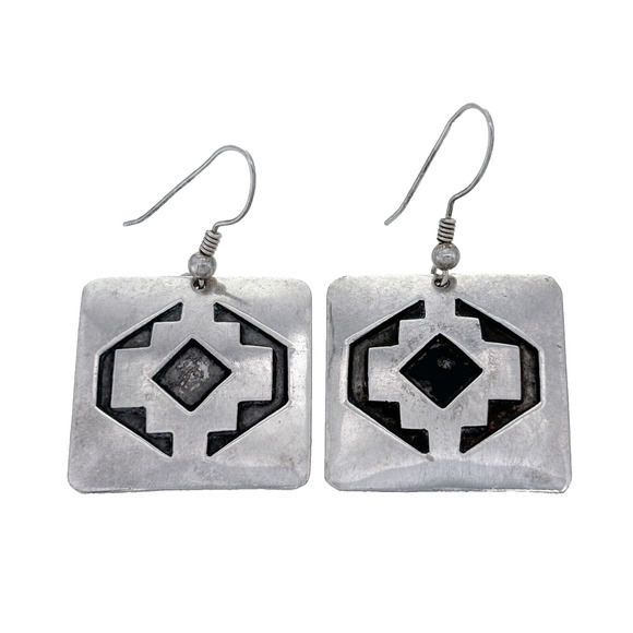 T. Billy Jewelry - Vintage T. Billy Navajo Sterling Silver 925 Southwest Dangle Earrings